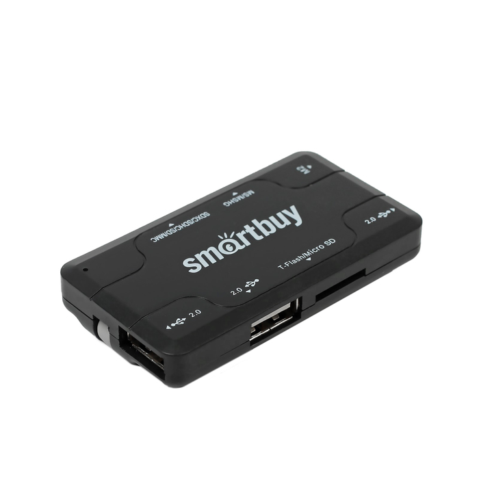 Разветвитель USB (Hub) Smartbuy SBRH-750-K Combo 2 в 1, USB Hub + картридер, USB 2.0, черный