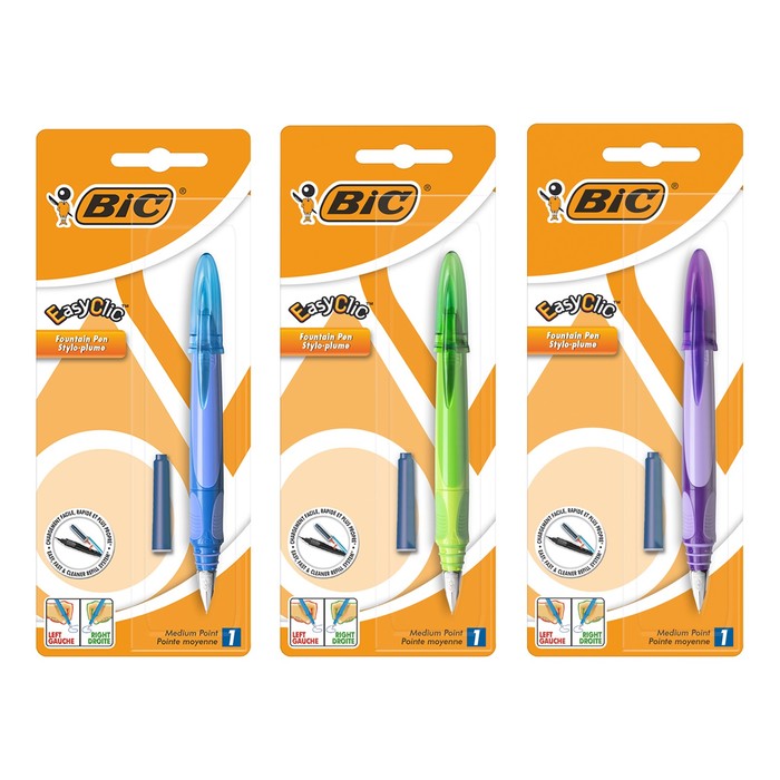 Ручка перьевая BIC EasyClic Standard, синие чернила, узел стальной иридиевый, микс
