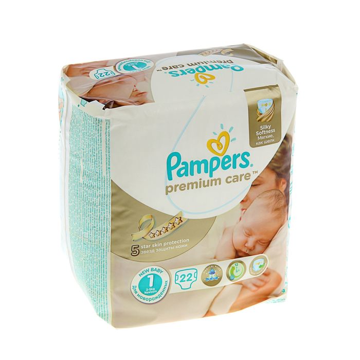 Подгузники «Pampers» Premium Care, Newborn, 2-5 кг, 22 шт/уп