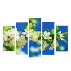 Модульная картина на подрамнике "Яблонька", 2 — 25×52 см, 2 — 25×66,5 см, 1 — 25×80 см, 80×140 см