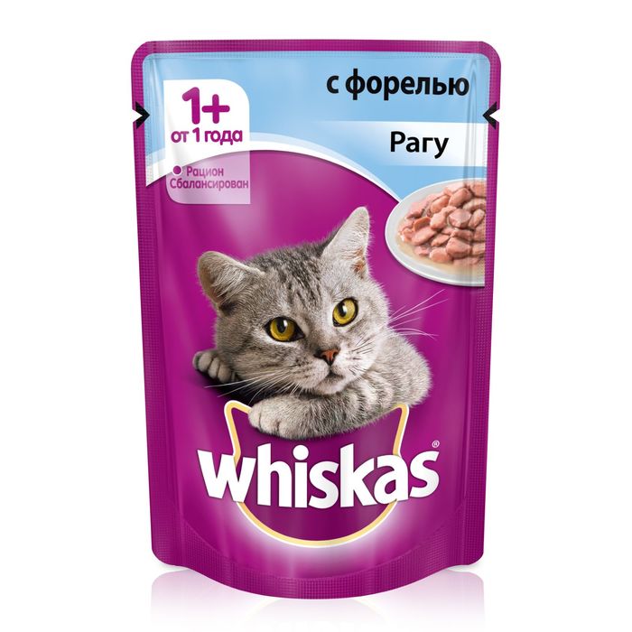 Влажный корм Whiskas для кошек, рагу с форелью, пауч, 85 г