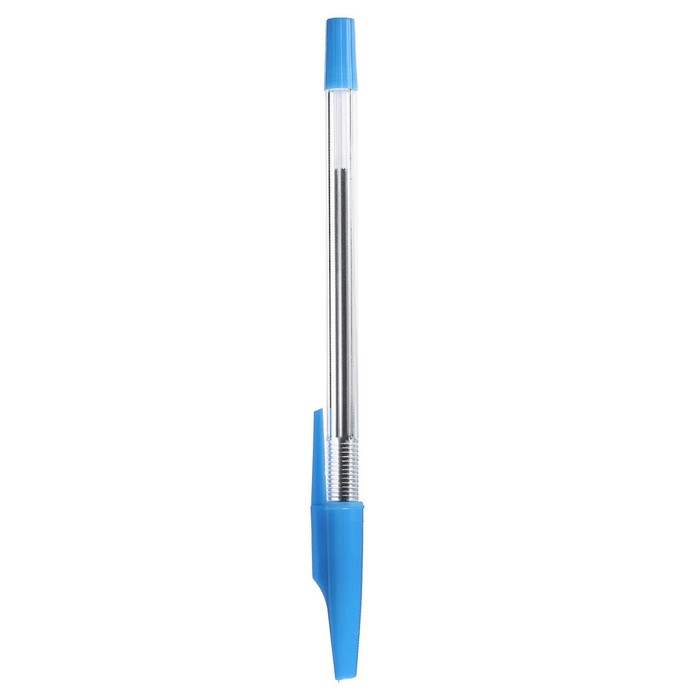 Ручка шариковая, 0.5 мм, стержень синий, прозрачный корпус, с прозрачным держателем