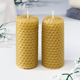 Набор свечей из вощины медовых с добавлением эфирного масла "Эвкалипт" 8 см, 2 шт