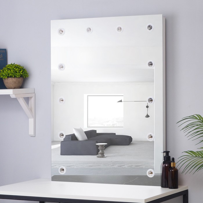 Зеркало, гримёрное, настенное, 12 лампочек, 60×80 см