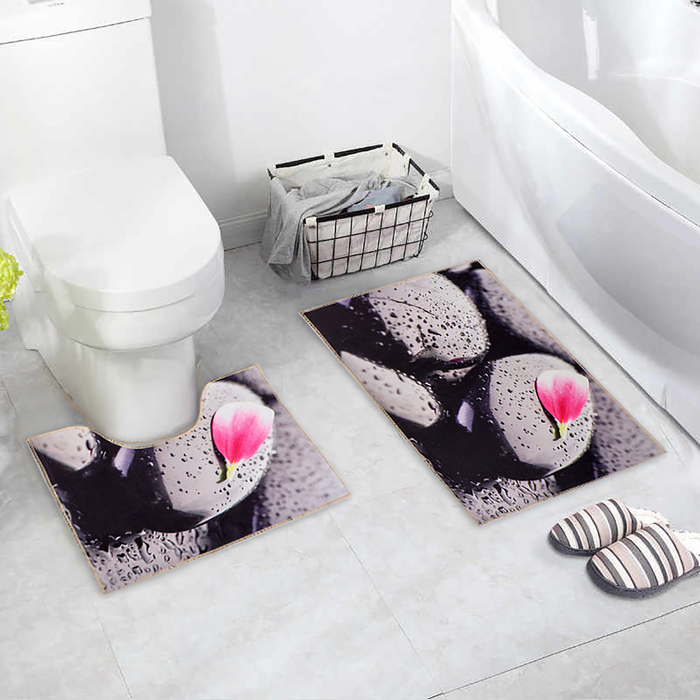 Набор ковриков для ванной и туалета Доляна «Камни», 2 шт: 40×45, 45×75 см - фото 147656