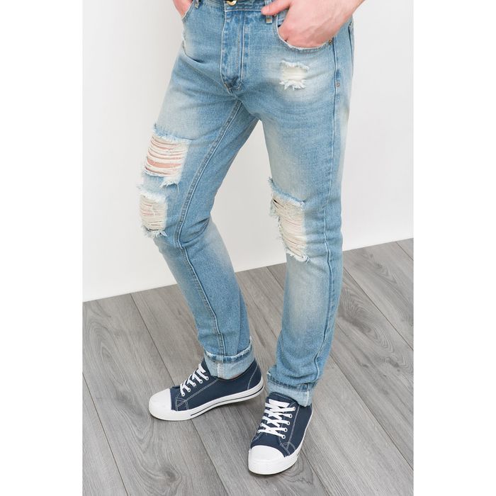 Брюки джинсовые мужские, цвет светлый индиго, размер 44 (XS), рост 176 см(арт. 619037711) купить недорого в Москве в интернет-магазине Maxi-Land