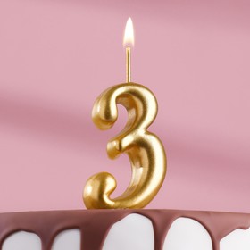 Свеча для торта цифра "Золотая", 7.8 см, цифра "3"