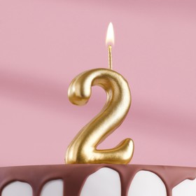 Свеча для торта цифра "Золотая", 7.8 см, цифра "2"