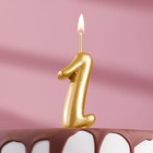 Свеча для торта цифра "Золотая", 7.8 см, цифра "1" - фото 992846
