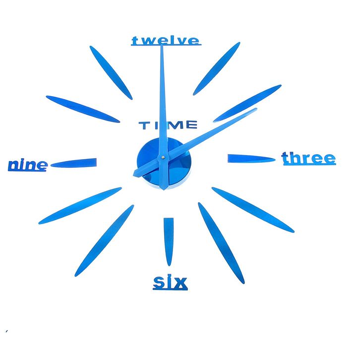 Часы-наклейка DIY &quot;Объём модерн&quot;, d=120 см, лазурные