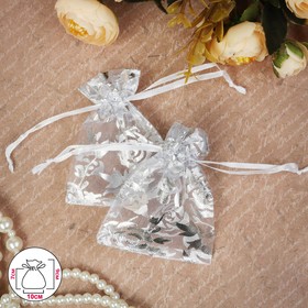 Мешочек подарочный "Розы серебристые" 7*9, цвет белый с серебром в Донецке