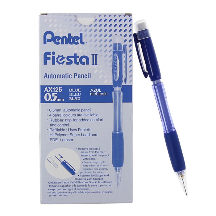 Карандаш механический Pentel Fiesta II AX125, 0.5 мм, резиновый упор, синий корпус