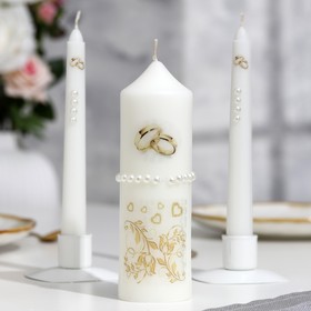 {{photo.Alt || photo.Description || 'Набор свадебных свечей с бусинами &quot;Обручальные кольца&quot;, белый, ручная работа, микс'}}
