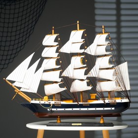 Корабль сувенирный большой «Орел», борт синий с белой полосой, 75х65х15 см