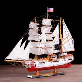 The ship gift "1790", 3 mast, white Board, black stand, white sails
