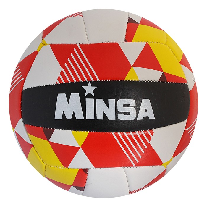 Мяч волейбольный Minsa V10, 18 панелей, PVC, 2 подслоя, машинная сшивка, размер 5