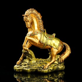 Статуэтка "Конь на дыбах", золотистый, 37 см