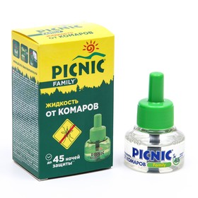 Дополнительный флакон-жидкость от комаров "Picnic Family", с растительными экстрактами, 45 ночей, 30 (2 шт)