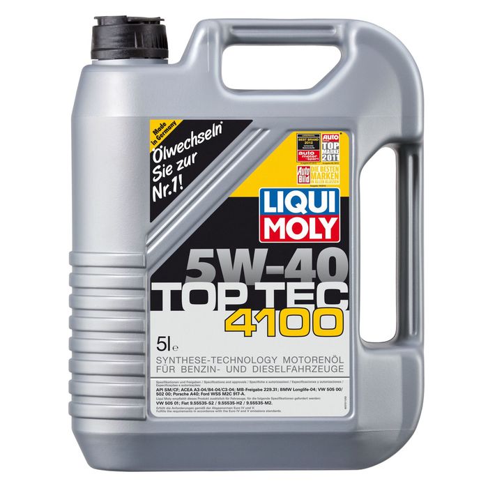 Моторное масло Liqui Moly Top Tec 4100 5W-40 SM/CF A3/B4/C3, 5 л