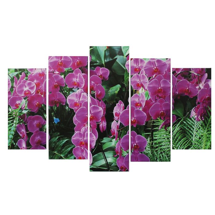Картина модульная на подрамнике "Фиолетовая орхидея" 2-25*52,2-25*66,5,1-25*80, 80*140  см - фото 3470887