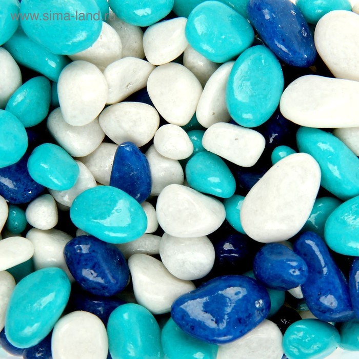 Грунт  для аквариума (5-10 мм), белый-темн.синяя-изумрудный, 350 г