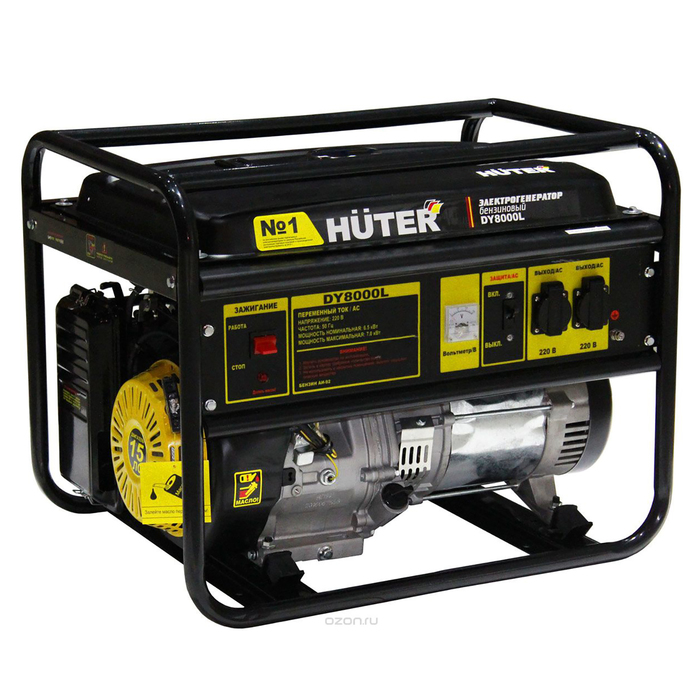 Электрогенератор Huter DY8000L, 6.5/7 кВт, 25 л, 220/12 В, ручной старт