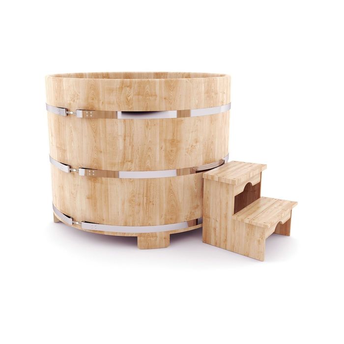 Японская баня Фурако круглая с внешней дровянной печкой, диаметр 200 см