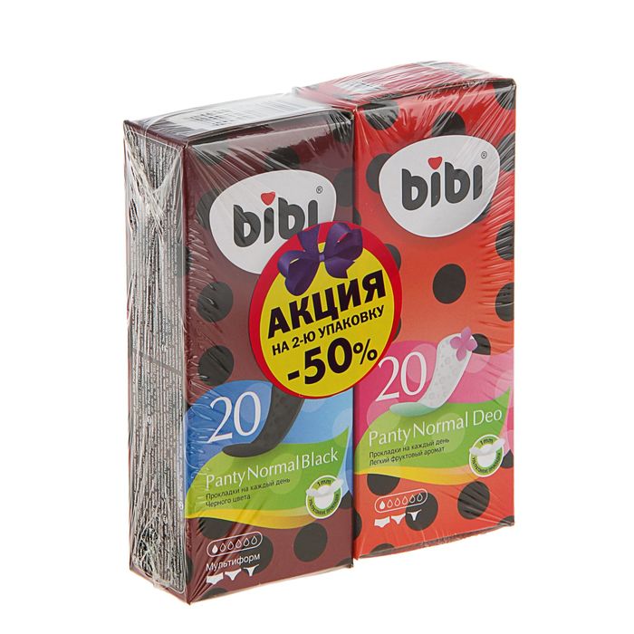 Прокладки ежедневные «BiBi» Panty Normal Black, 20 шт + «BiBi» Deo, 20 шт