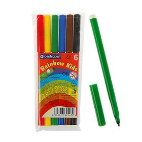 Фломастеры 6 цветов 2.0 мм Centropen 7550 Rainbow Kids, пластиковый конверт, линия 1.0 мм