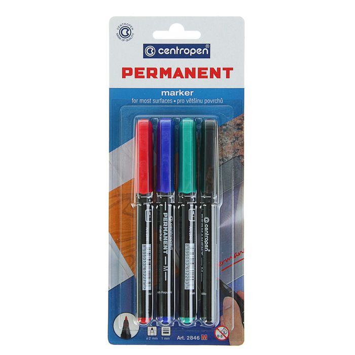 Набор маркеров перманентных, 4 цвета, 2846, 2.0 мм, блистер, европодвес