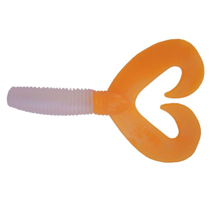 Твистер Helios Credo Double Tail 7,5 см Pearl &amp; Orange HS-12-019 (набор 7 шт)