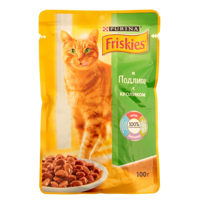 Влажный корм FRISKIES для кошек, кролик в подливе, пауч, 100 г