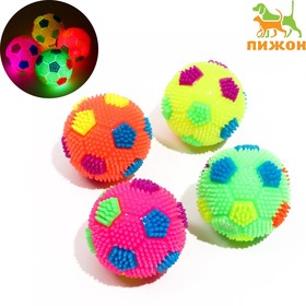 Мячик светящийся для собак "Футбол", TPR, 6,5 см, рандомный цветов