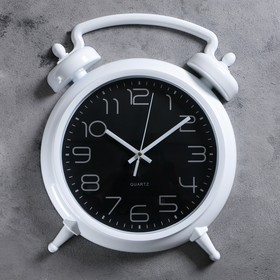 Часы настенные, серия: Интерьер, "Большой будильник", дискретный ход, d=22.5 см, 36 х 28 см