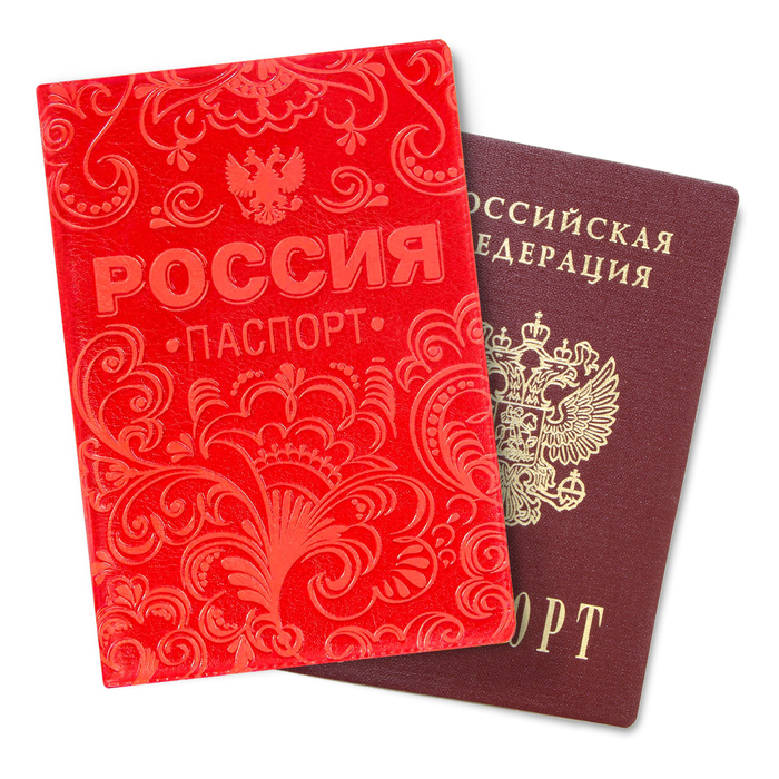 Паспортная обложка &quot;Россия&quot;, хохлома, экокожа