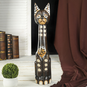 Сувенир дерево "Кошка с пятнистым ошейником" 50 см