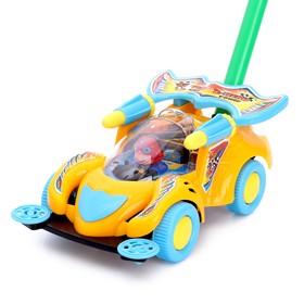 Каталка «Машинка гонка» на палочке, цвета МИКС
