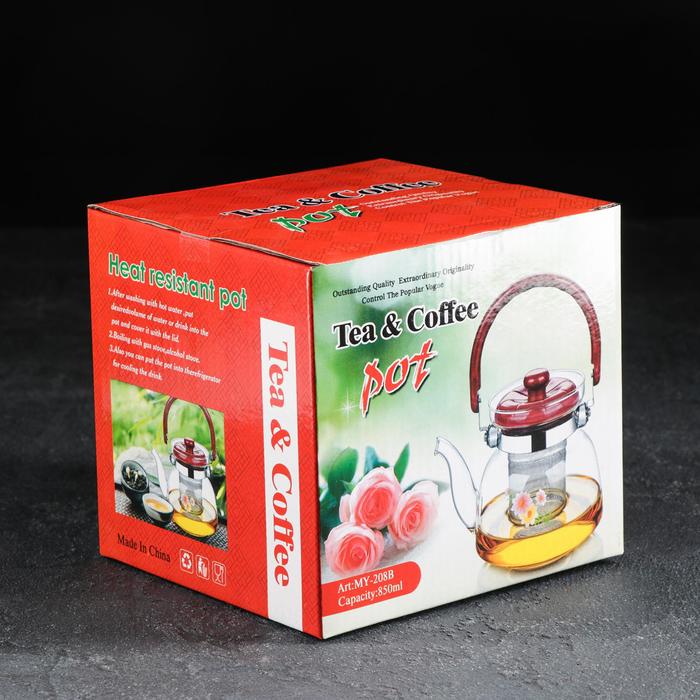 Чайник заварочный «Цветочная фантазия», с металлическим ситом, 850 мл - фото 797717231