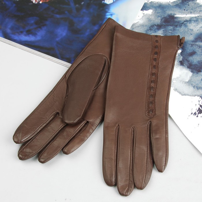 Коричневые перчатки для мужчин без подкладки. Кожаные женские перчатки фирмы ei tempo артикул 111-732-16-6 цвет коричневый.