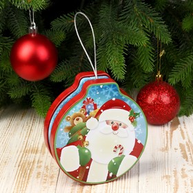 Шкатулка металл новогодняя шар "Дед Мороз" 3,5х12х11 см