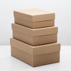 Set 3in1 boxes "Kraft plain", 19 x 12 x 7.5 - 15 x 10 x 5 cm