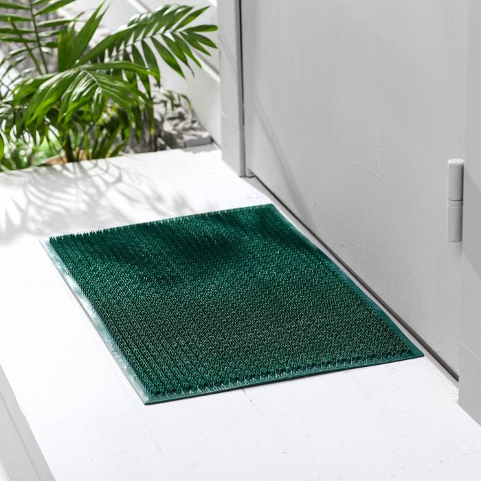 Покрытие ковровое щетинистое «Травка», 39×59 см, цвет тёмно-зелёный