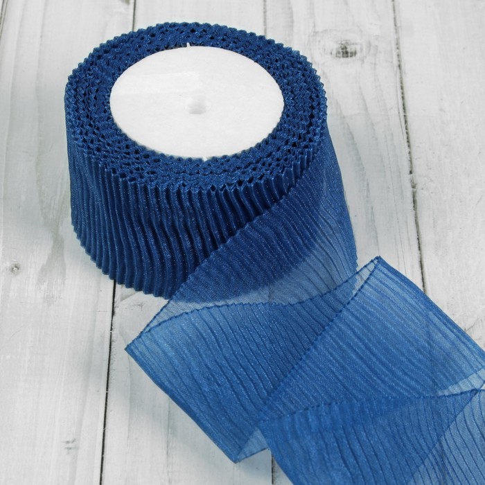 Лента капроновая гофрированная, 50мм, 10±1м, цвет синий