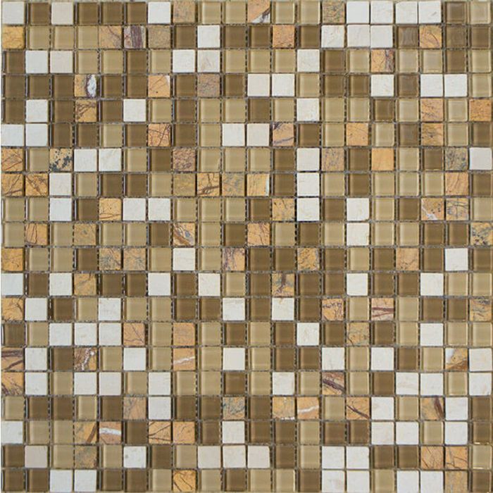 Mозаика стеклянная Elada Mosaic HK-42 Crystal+Stone, песочная, 327х327х4 мм