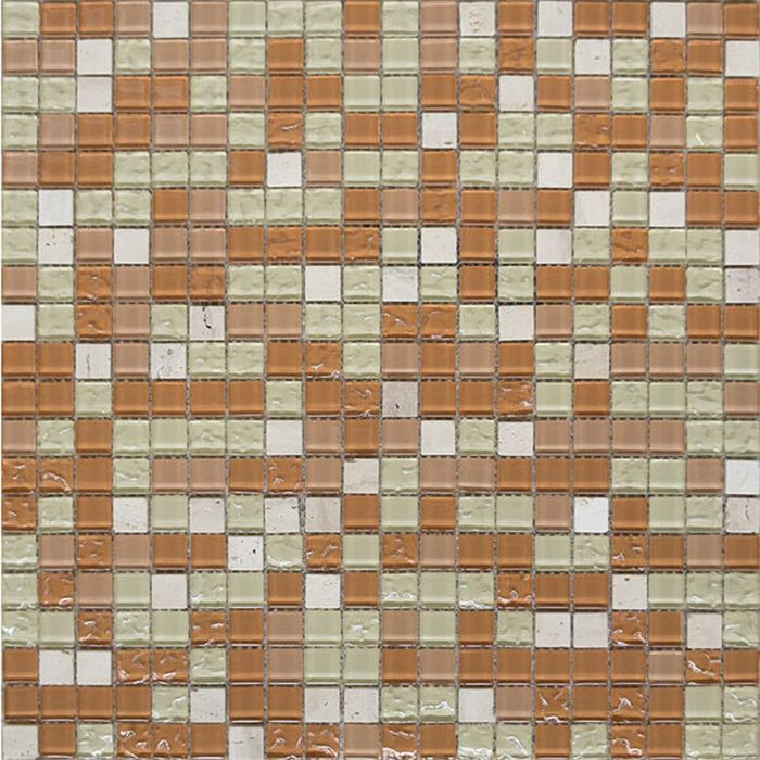 Mозаика стеклянная Elada Mosaic HK-50 Crystal+Stone, персиковая, 327х327х4 мм