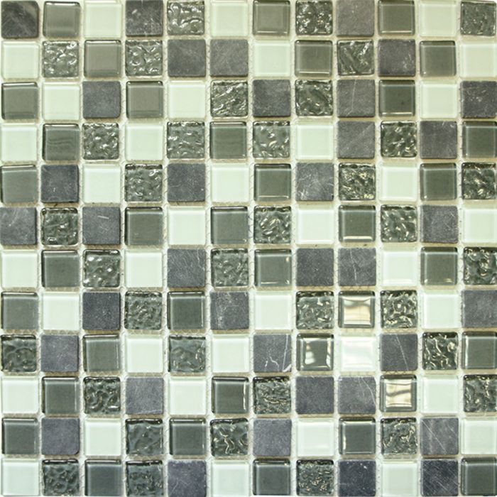 Mозаика стеклянная Elada Mosaic CTB 28, пепельно-серая Crystal+Stone, 327х327х4 мм