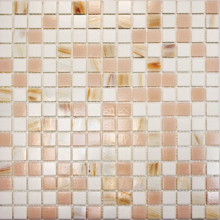 Mозаика стеклянная Elada Mosaic HK-13, бело-розовая, 327х327х4 мм