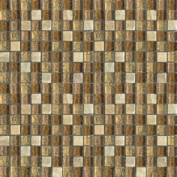 Mозаика стеклянная Elada Mosaic HK-31 Crystal+Stone, карамельная, 327х327х8 мм