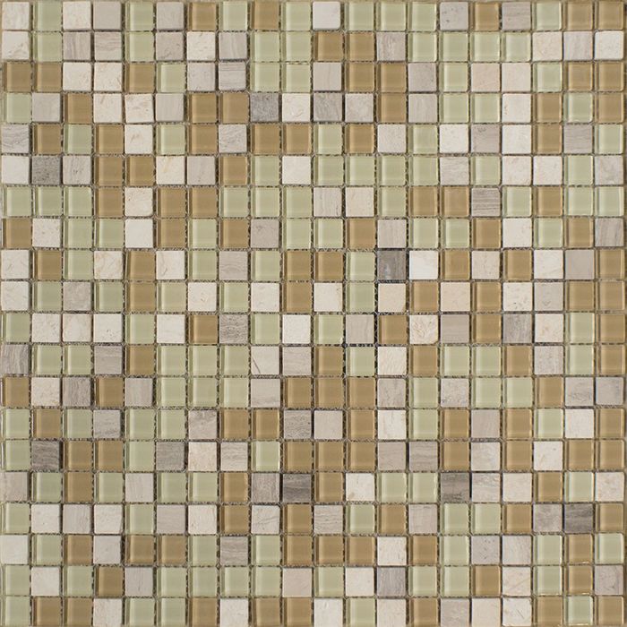 Mозаика стеклянная Elada Mosaic HK-41 Crystal+Stone, бело-бежевая, 327х327х4 мм