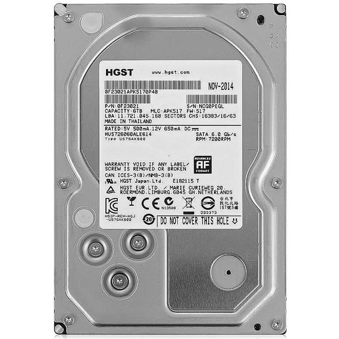 Жесткий диск HGST SATA-III 6Tb HUS726060ALE614 ULTRASTAR 7K6000